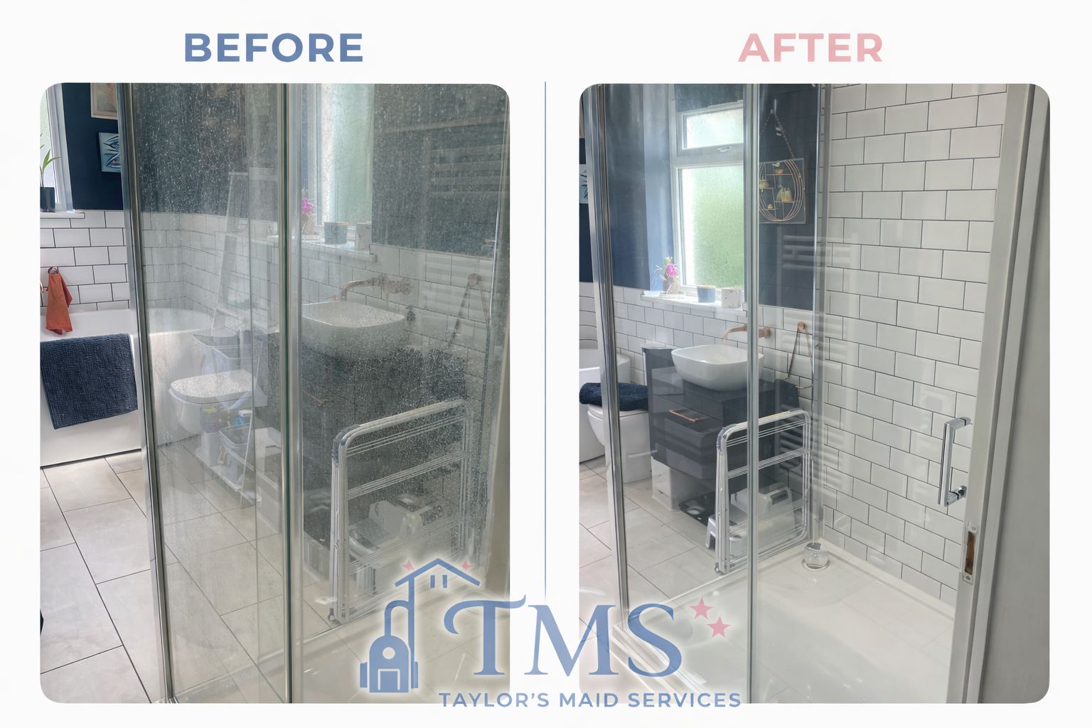 Before shower glass restoration